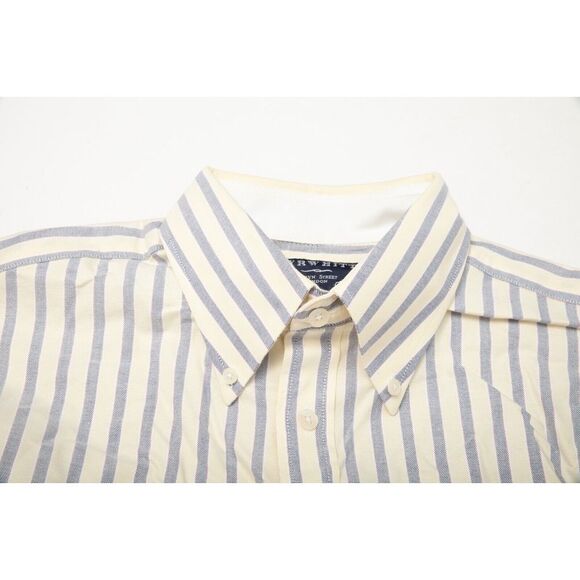 Charles Tyrwhitt Shirt Mens Large Yellow Blue Striped Button Down Long Sleeve - Picture 4 of 10